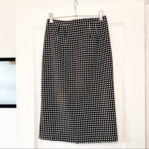 Vintage B&W Checkered Midi Pencil Skirt Sz 4